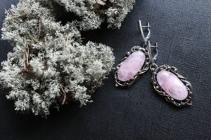 pink gemstone silver earrings The Witch's Pink Bold Earrings (testing)